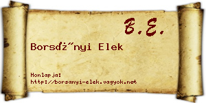 Borsányi Elek névjegykártya